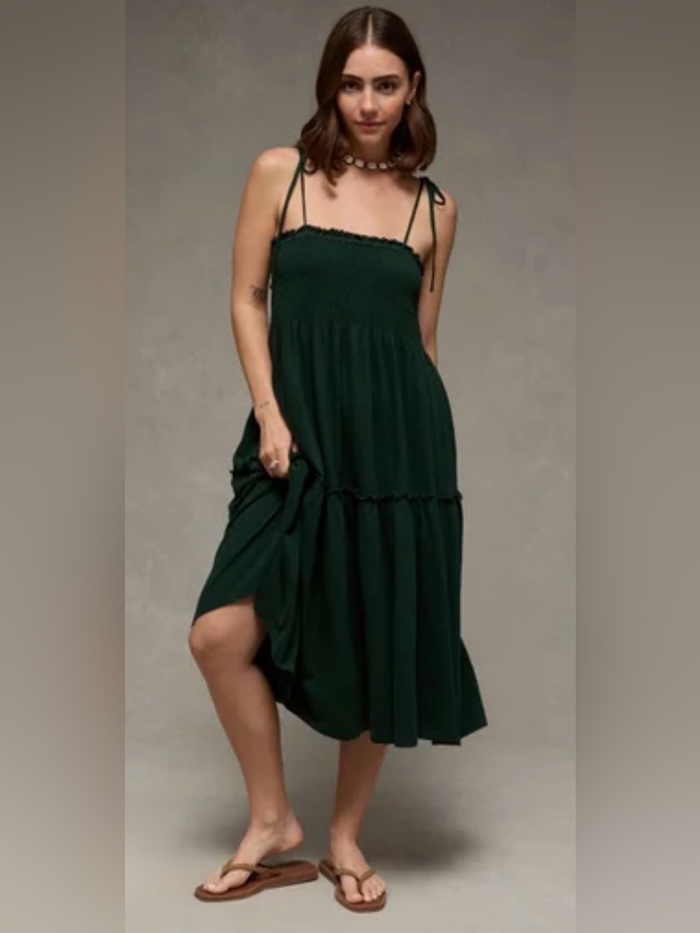 American Eagle Large Sunchaser Convertible Tiered Maxi Skirt Dress Cotton